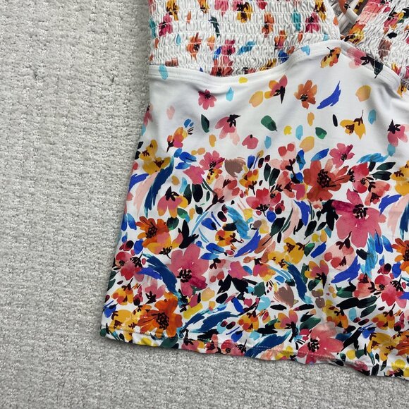 Catalina Swimwear Floral Watercolor Top Halter Size L Tropical AOP Summer Beach - Picture 5 of 12